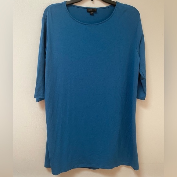 J. Jill | "Wearever" Blue Knit Tunic with Back pleats | M - Picture 1 of 5